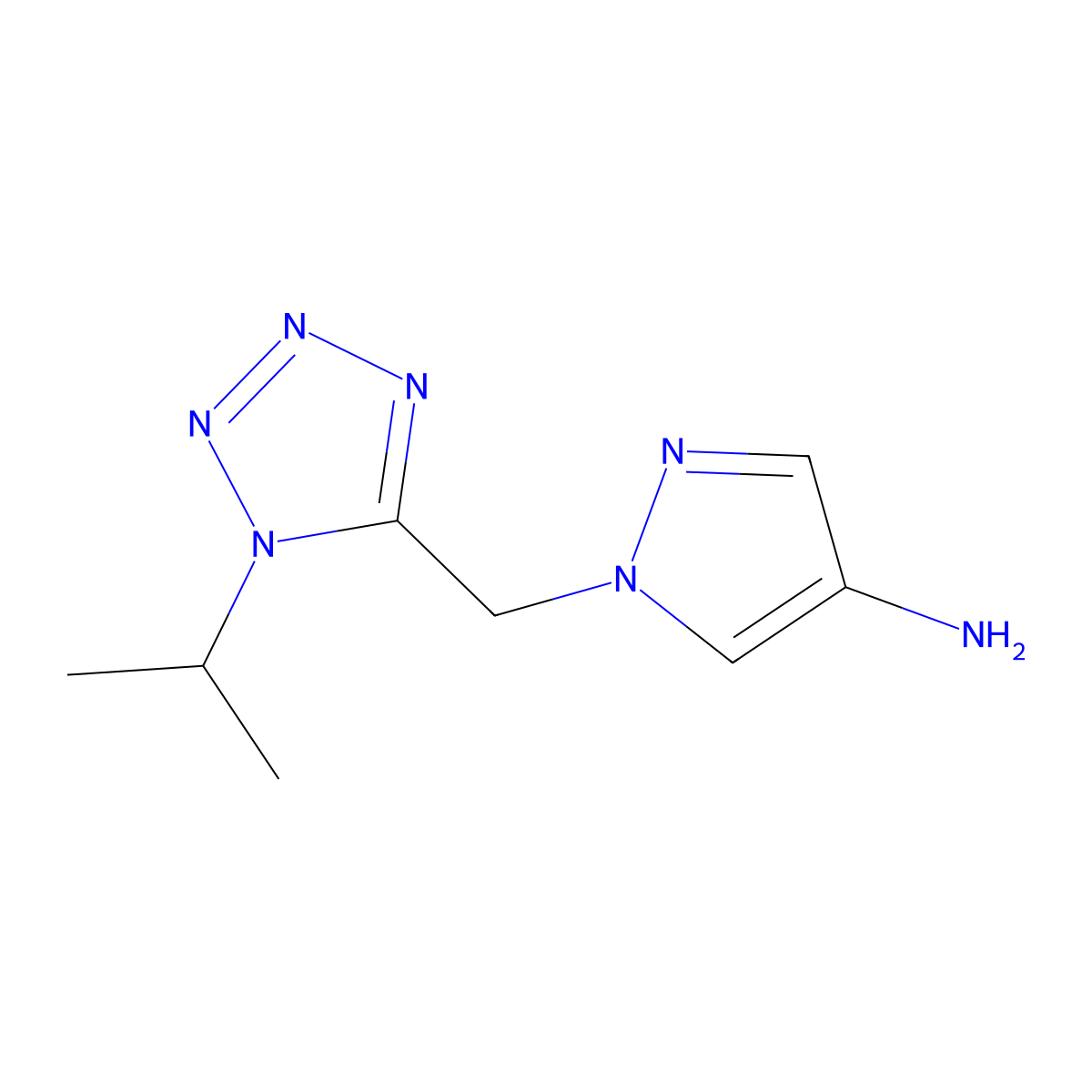 1-{[1-(propan-2-yl)-1H-1,2,3,4-tetrazol-5-yl]methyl}-1H-pyrazol-4-amine molecular structure, CAS 1707586-73-9