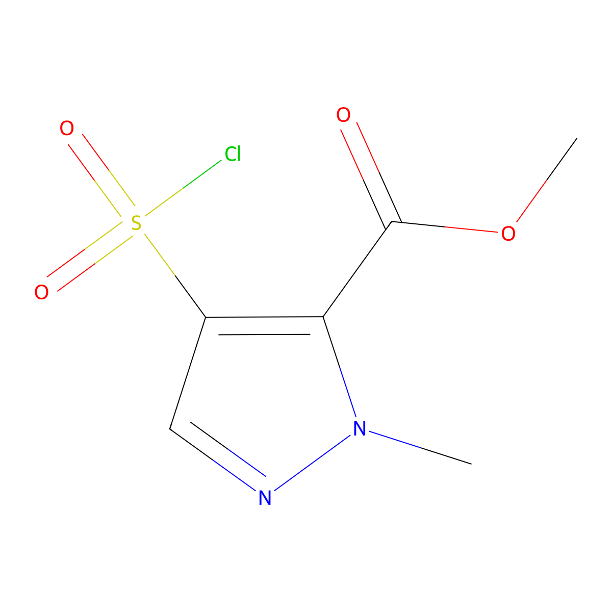 methyl 4-(chlorosulfonyl)-1-methyl-1H-pyrazole-5-carboxylate molecular structure, CAS 1707586-97-7