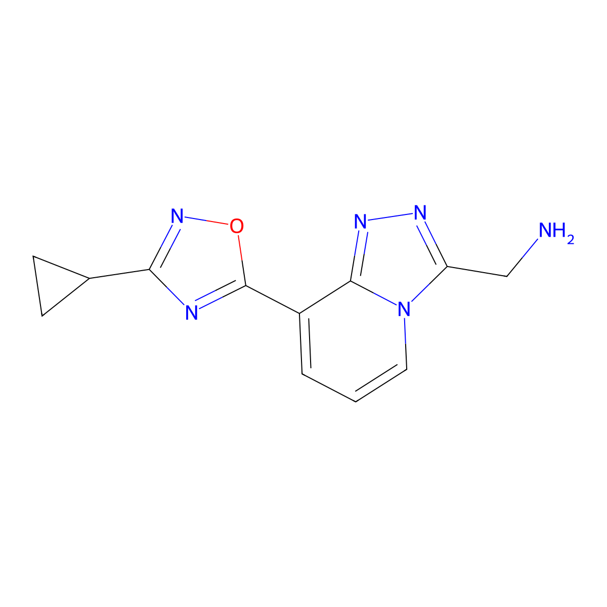 (8-(3-Cyclopropyl-1,2,4-oxadiazol-5-yl)-[1,2,4]triazolo[4,3-a]pyridin-3-yl)methanamine molecular structure, CAS 1707594-49-7