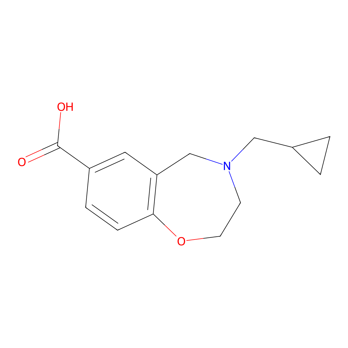 4-(Cyclopropylmethyl)-2,3,4,5-tetrahydrobenzo[f][1,4]oxazepine-7-carboxylic acid molecular structure, CAS 1707594-78-2