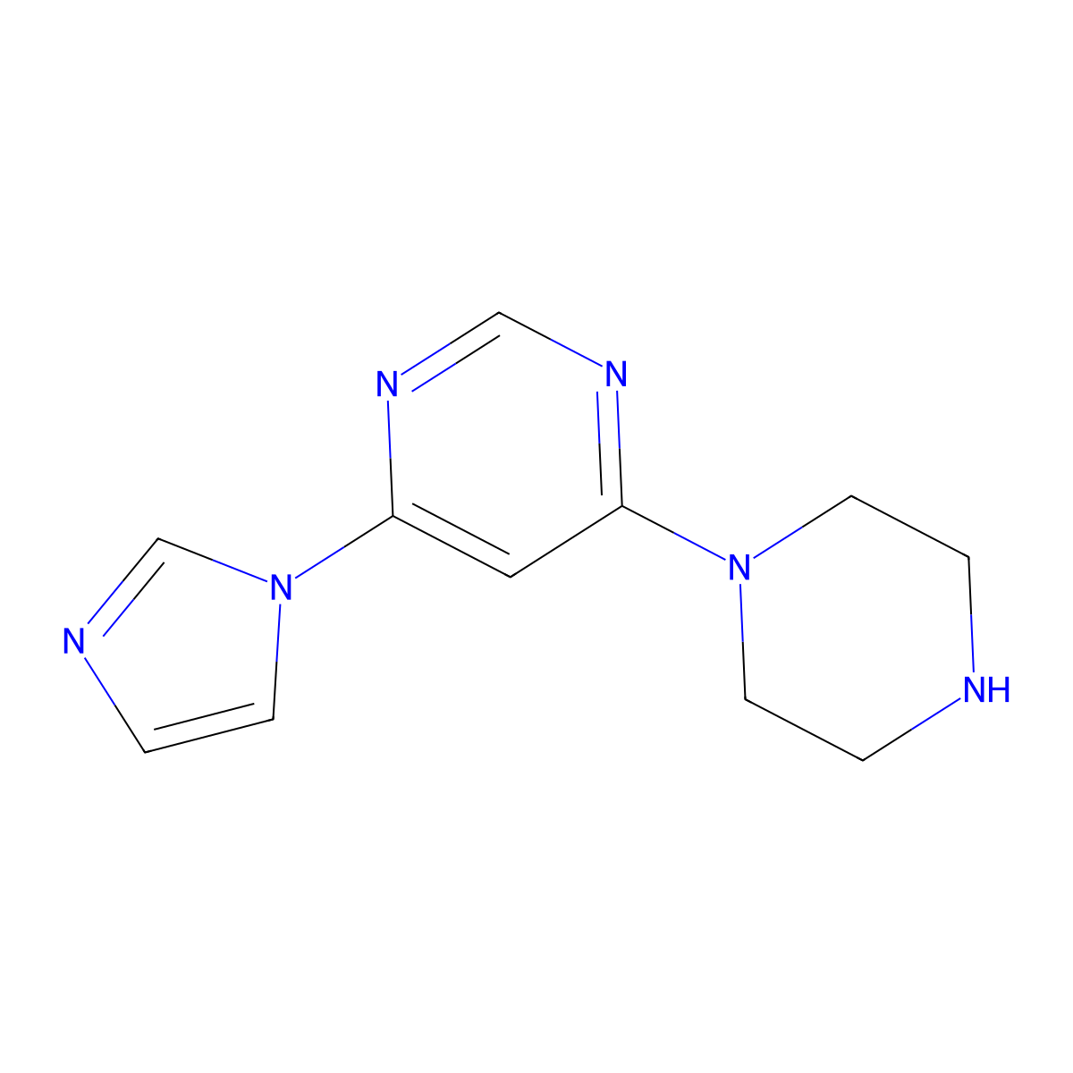 4-(1H-imidazol-1-yl)-6-(piperazin-1-yl)pyrimidine molecular structure, CAS 1707594-82-8