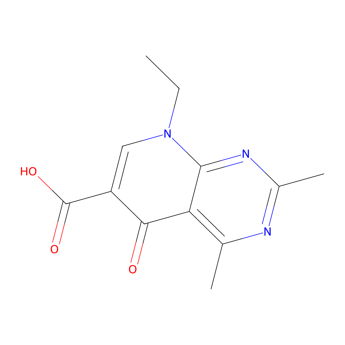 8-Ethyl-2,4-dimethyl-5-oxopyrido[2,3-d]pyrimidine-6-carboxylic acid molecular structure, CAS 17076-98-1