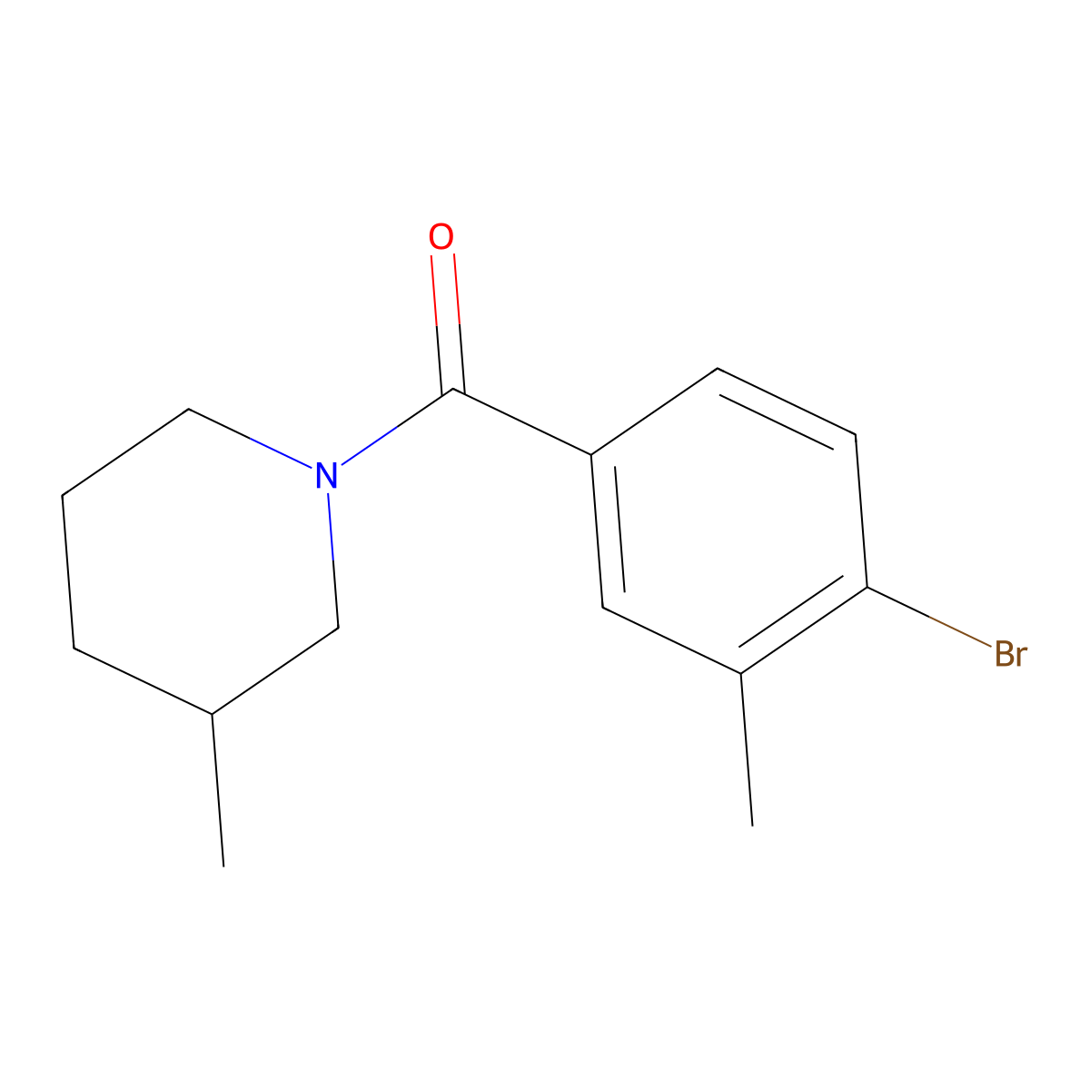 (4-Bromo-3-methylphenyl)(3-methyl-1-piperidinyl)methanone molecular structure, CAS 1707600-23-4