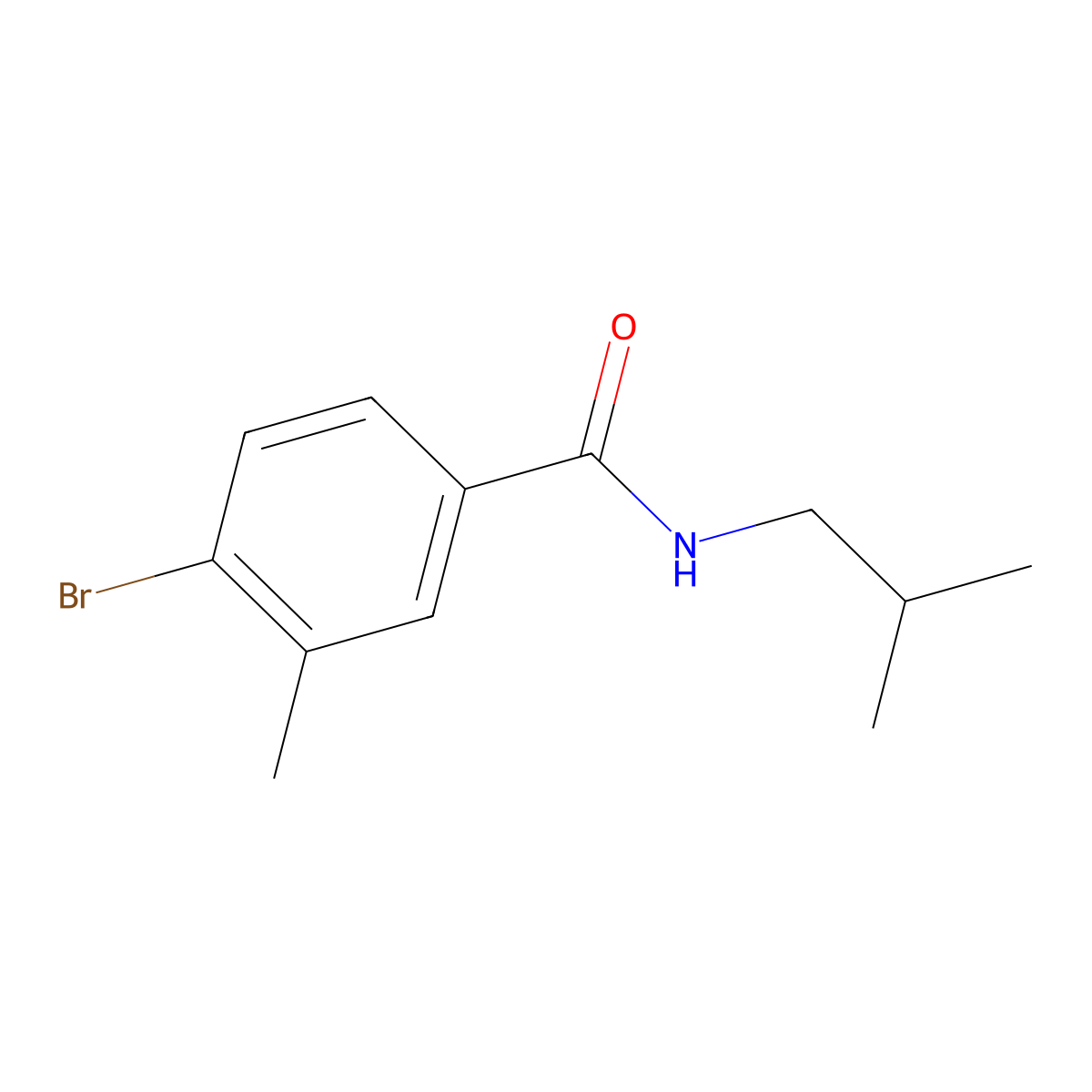4-Bromo-3-methyl-N-(2-methylpropyl)benzamide molecular structure, CAS 1707600-24-5