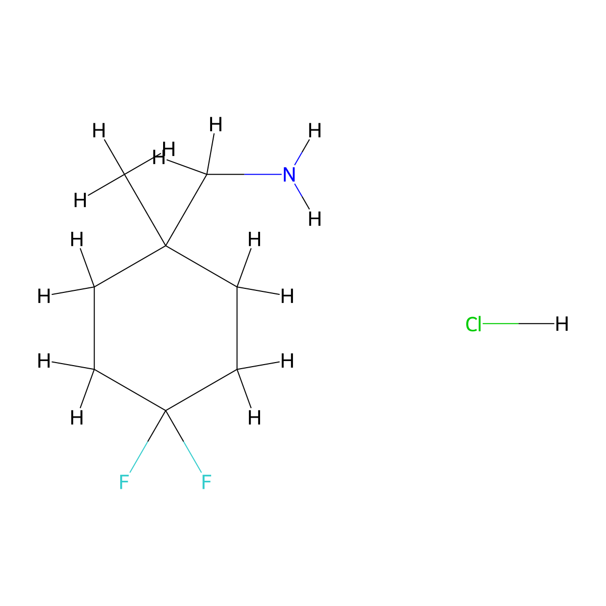 (4,4-Difluoro-1-methylcyclohexyl)methanamine hydrochloride molecular structure, CAS 1707602-10-5