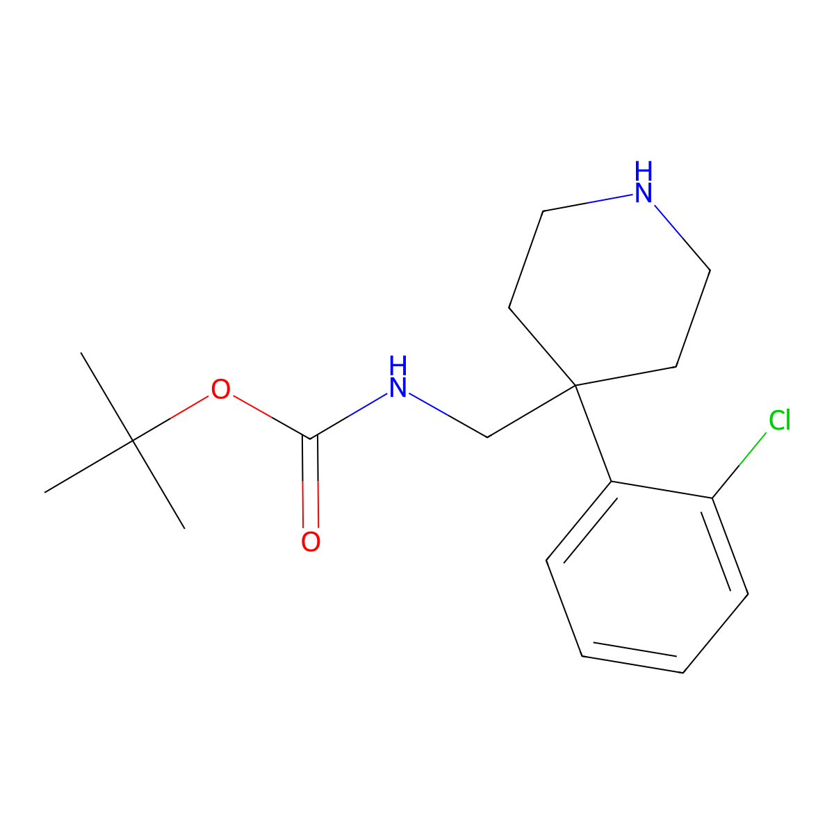 tert-Butyl [4-(2-chlorophenyl)piperidin-4-yl]methylcarbamate molecular structure, CAS 1707602-20-7