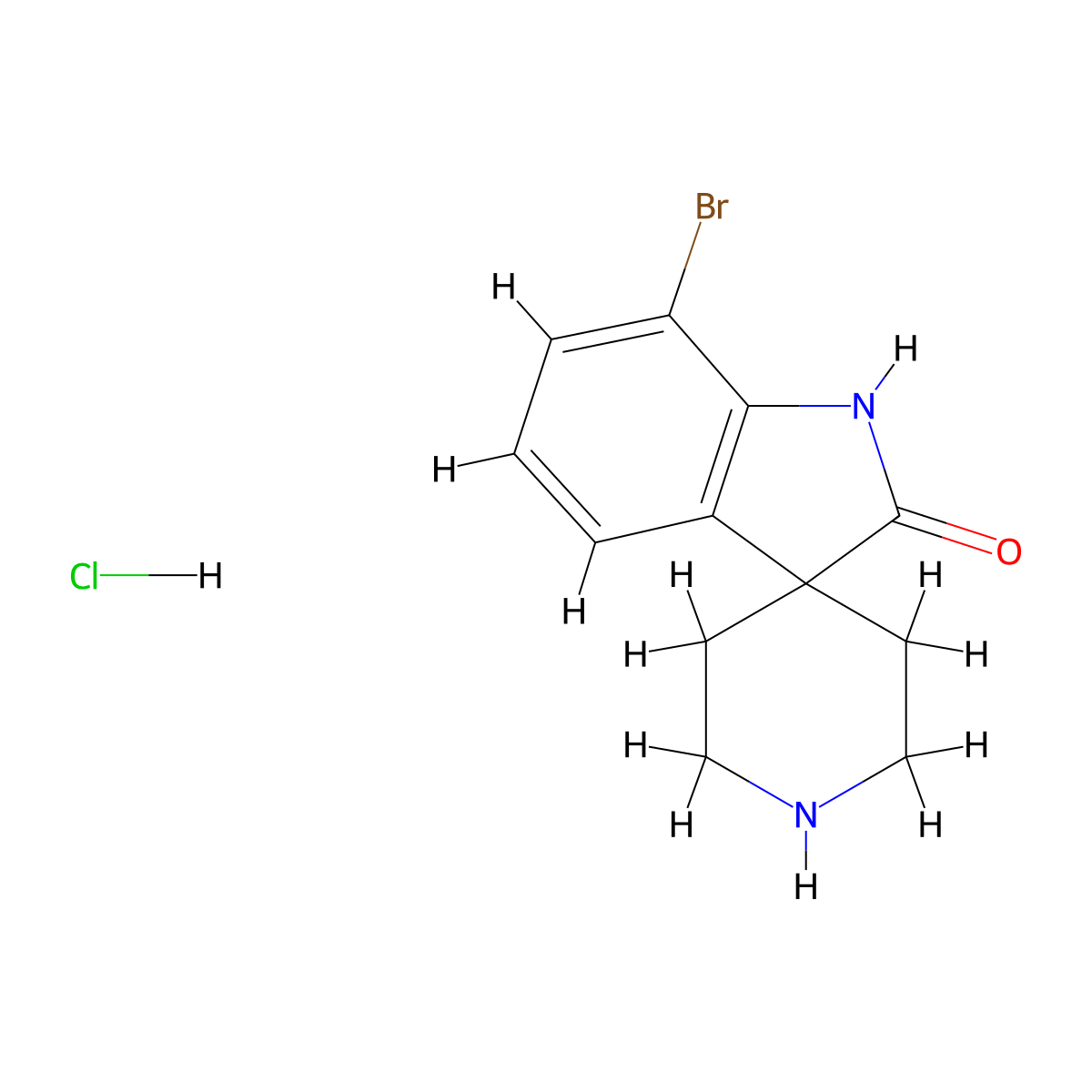 7-Bromo-1,2-dihydrospiro[indole-3,4'-piperidine]-2-one hydrochloride molecular structure, CAS 1707602-26-3