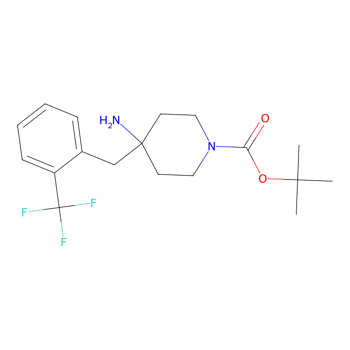 tert-Butyl 4-amino-4-[2-(trifluoromethyl)benzyl]piperidine-1-carboxylate molecular structure, CAS 1707602-37-6