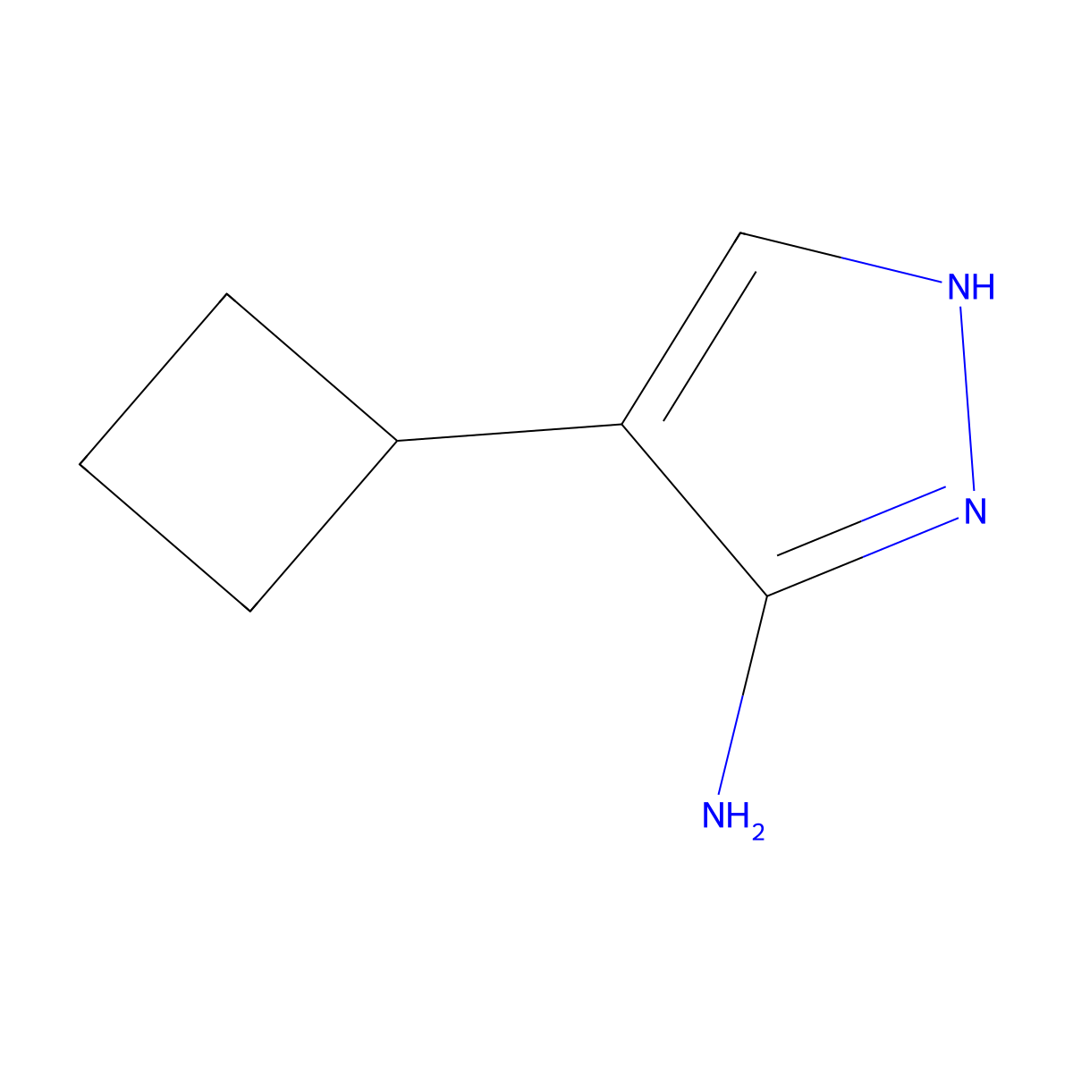 4-cyclobutyl-1H-pyrazol-5-amine molecular structure, CAS 1707602-39-8