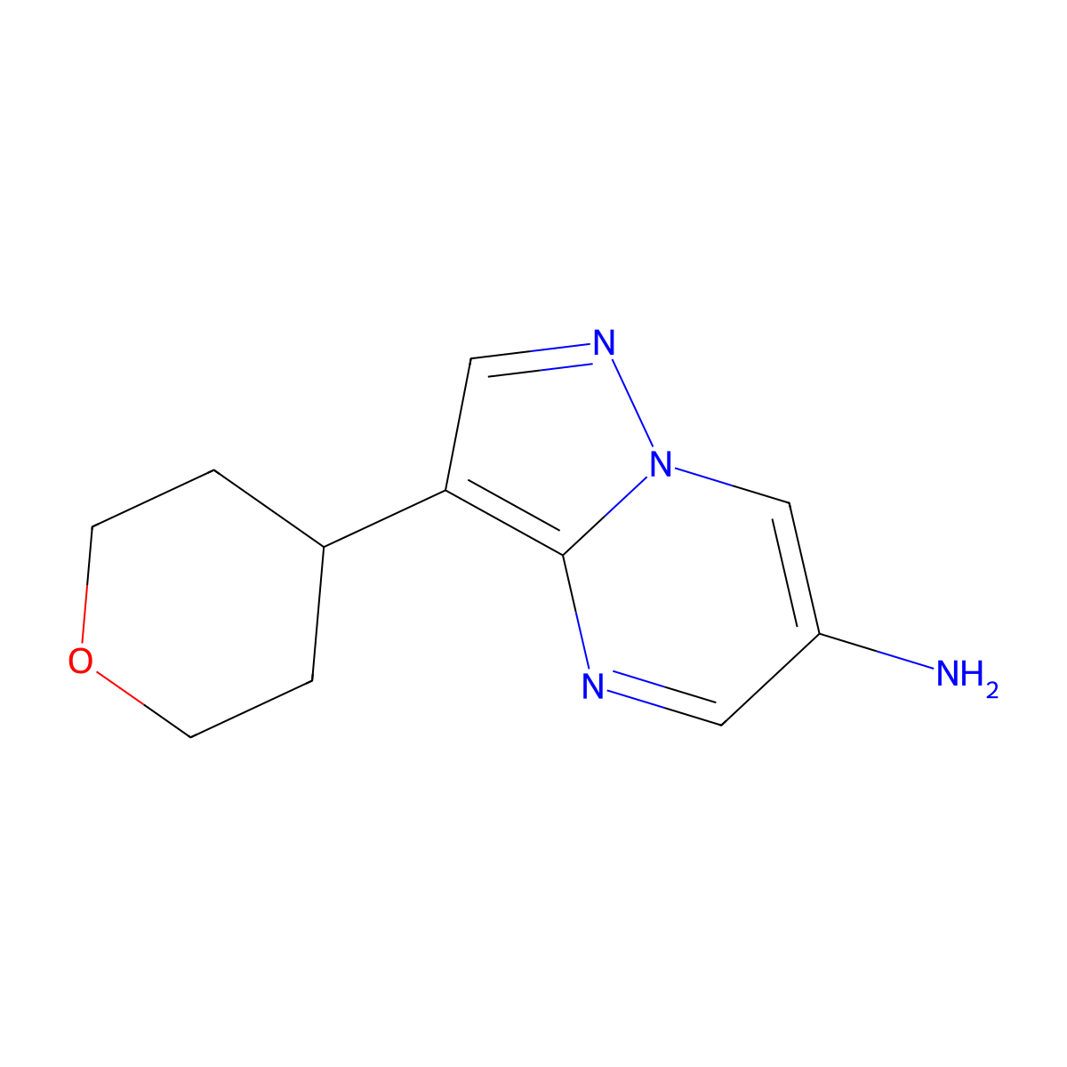 3-(Tetrahydro-2H-pyran-4-yl)pyrazolo[1,5-a]pyrimidin-6-amine molecular structure, CAS 1707602-40-1