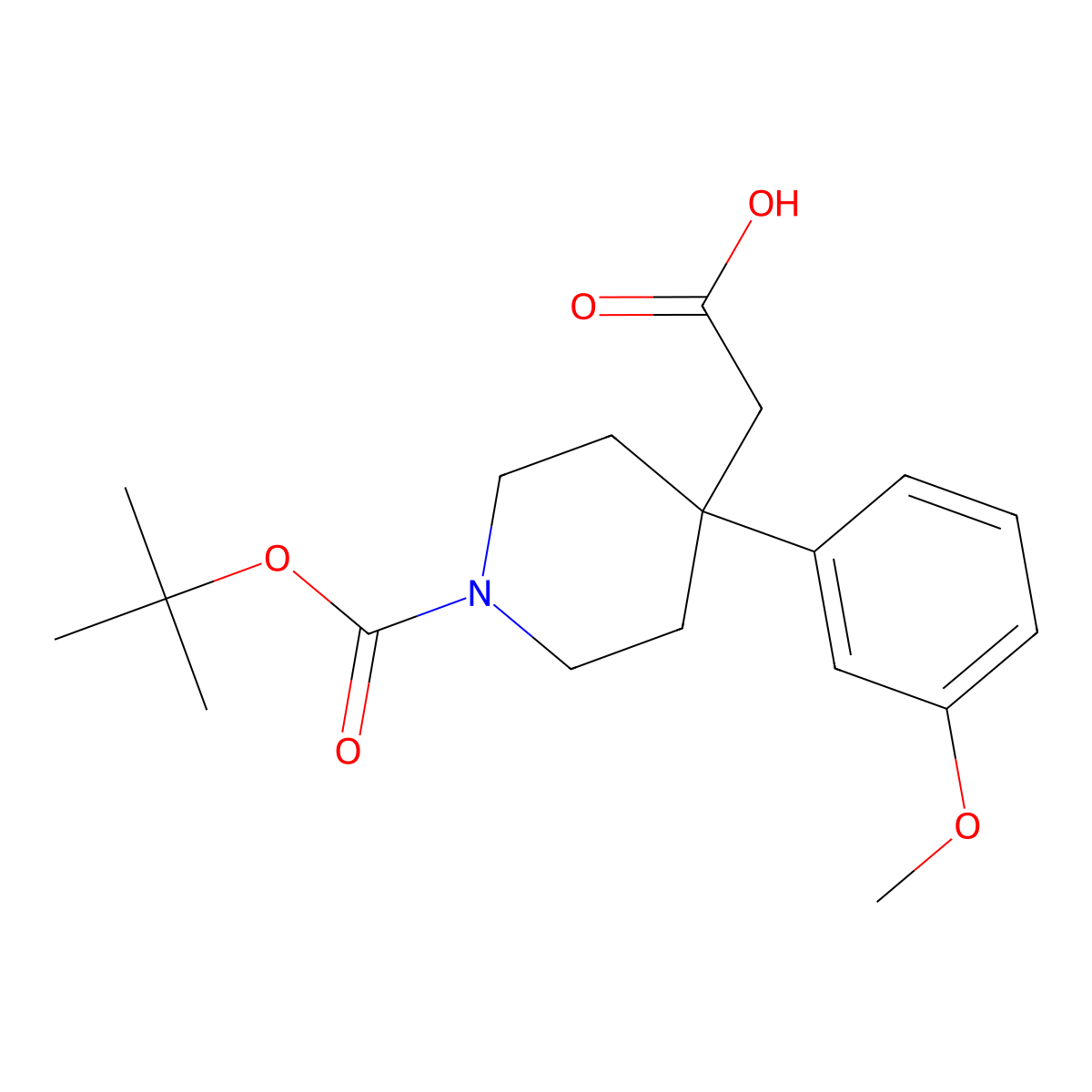 2-[1-(tert-Butoxycarbonyl)-4-(3-methoxyphenyl)piperidin-4-yl]acetic acid molecular structure, CAS 1707602-52-5