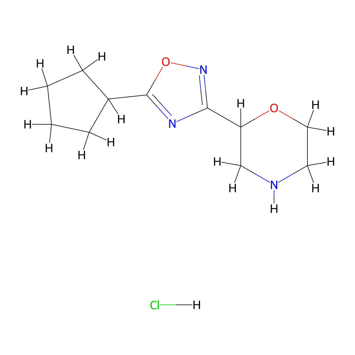 2-(5-Cyclopentyl-1,2,4-oxadiazol-3-yl)morpholine hydrochloride molecular structure, CAS 1707602-55-8