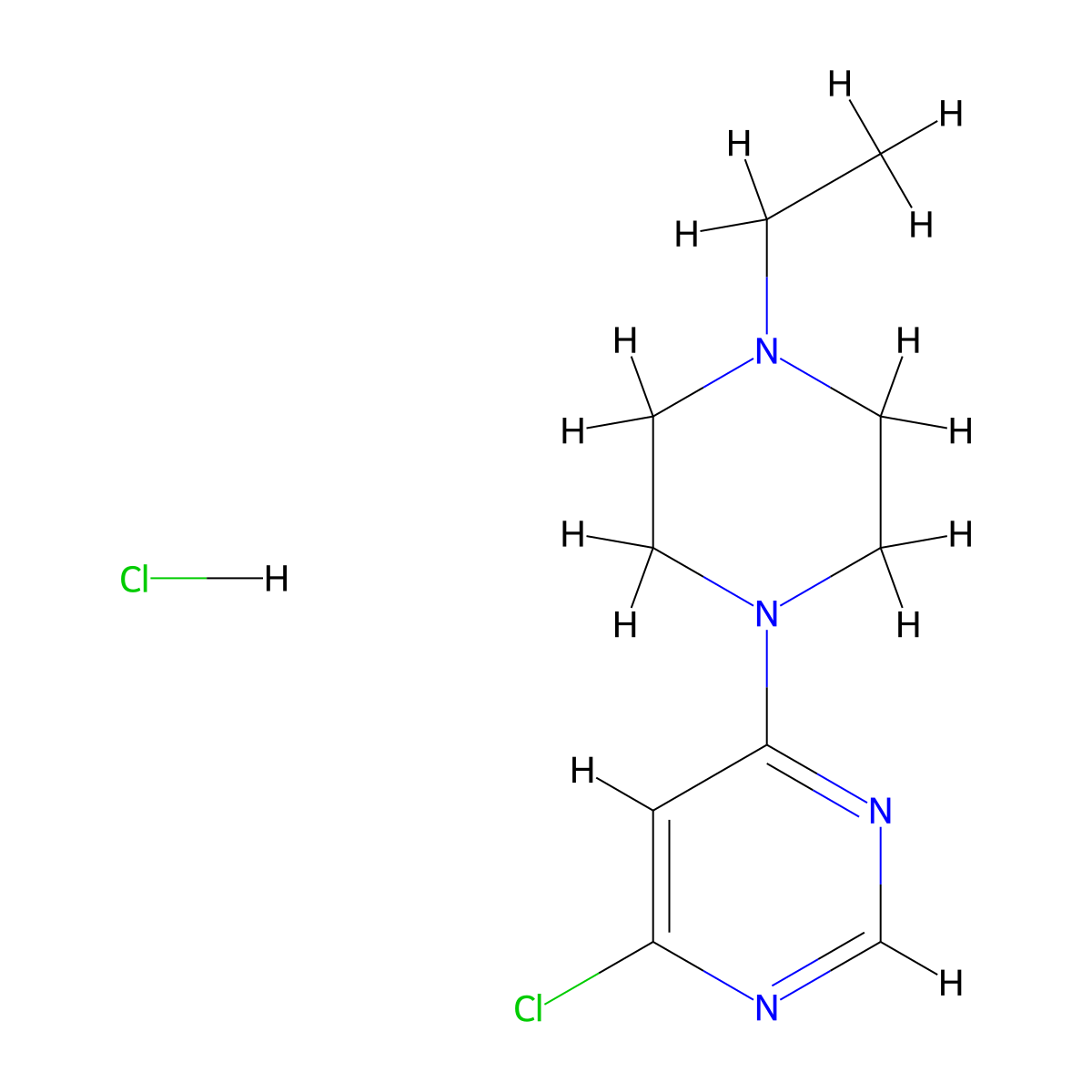 4-Chloro-6-(4-ethylpiperazin-1-yl)pyrimidine hydrochloride molecular structure, CAS 1707602-58-1