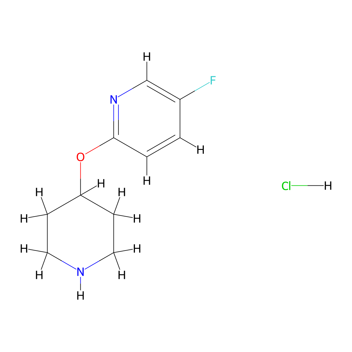 5-Fluoro-2-(piperidin-4-yloxy)pyridine hydrochloride molecular structure, CAS 1707602-62-7