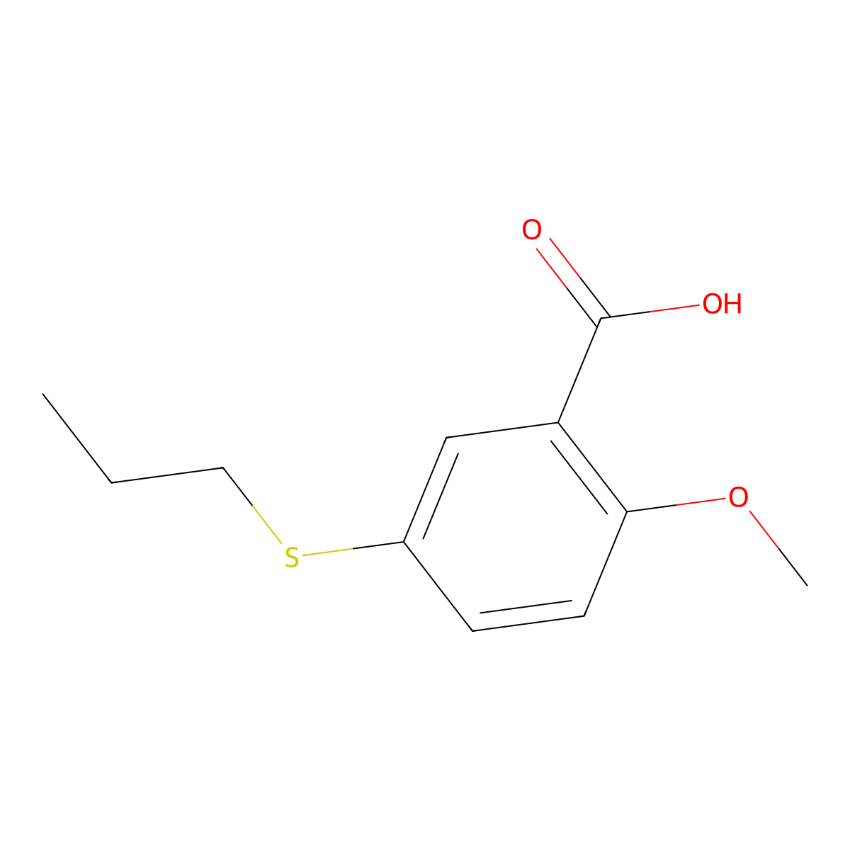2-Methoxy-5-(propylthio)benzoic acid molecular structure, CAS 1707603-00-6