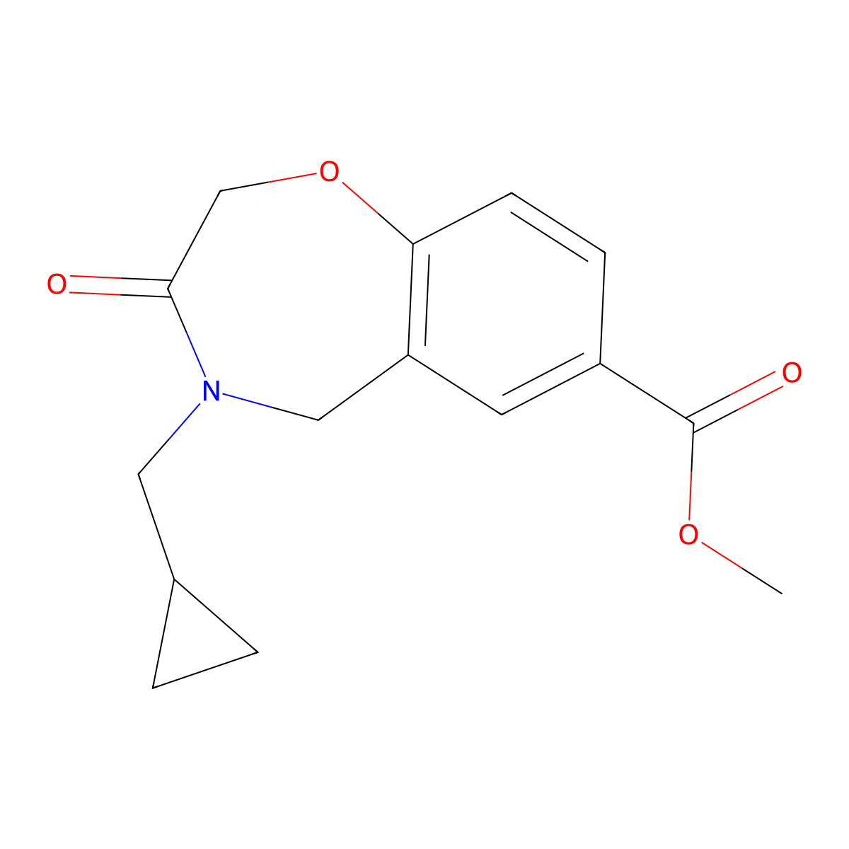 Methyl 4-(cyclopropylmethyl)-3-oxo-2,3,4,5-tetrahydrobenzo[f][1,4]oxazepine-7-carboxylate molecular structure, CAS 1707603-12-0