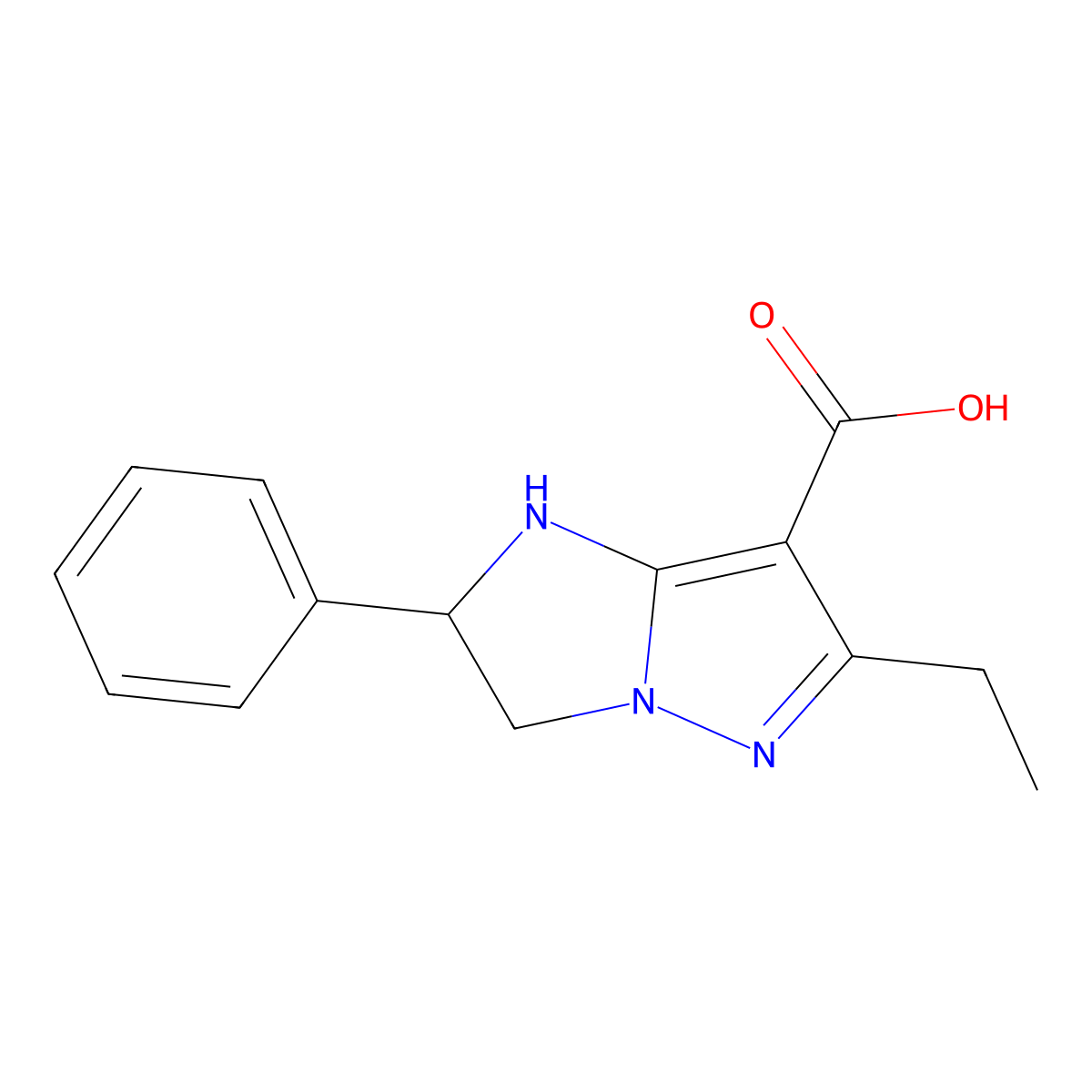 6-Ethyl-2-phenyl-2,3-dihydro-1H-imidazo[1,2-b]pyrazole-7-carboxylic acid molecular structure, CAS 1707603-16-4