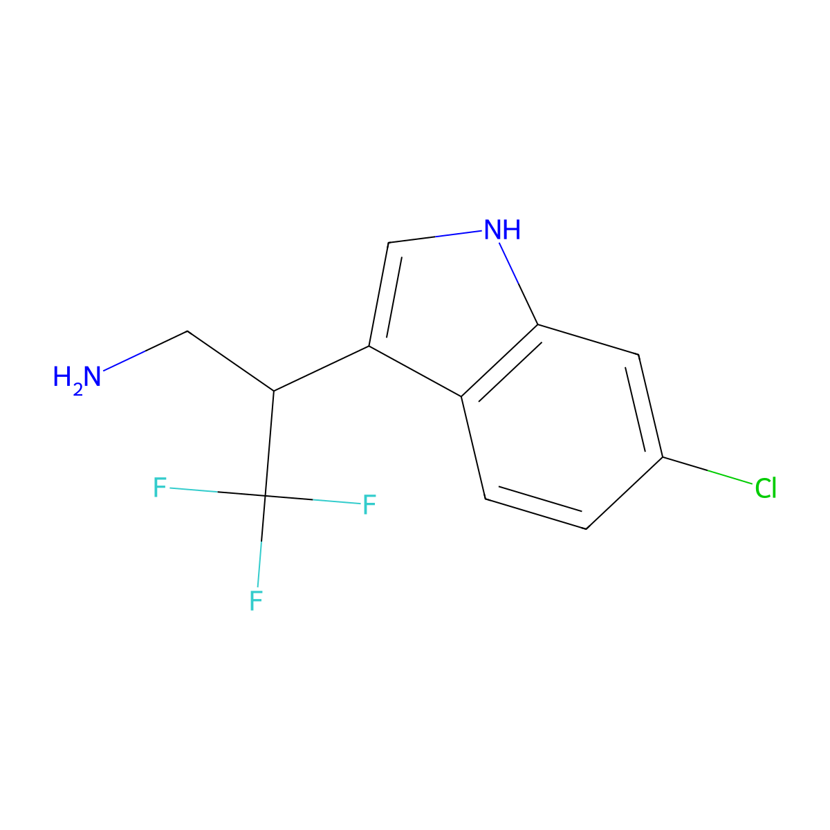 2-(6-chloro-1H-indol-3-yl)-3,3,3-trifluoropropan-1-amine molecular structure, CAS 1707603-55-1