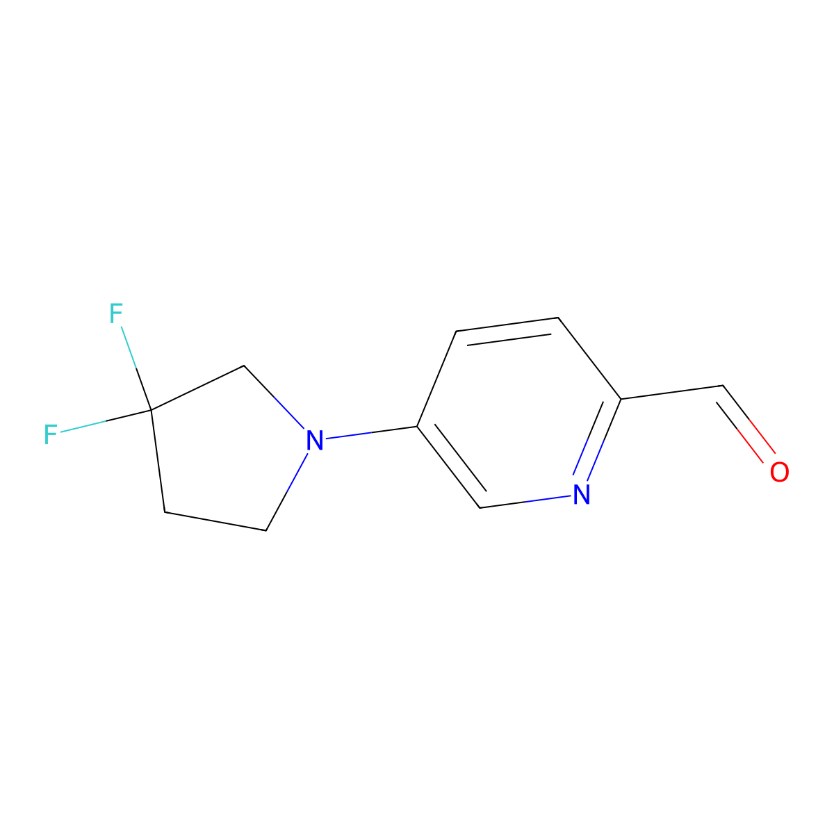 5-(3,3-Difluoropyrrolidin-1-yl)picolinaldehyde molecular structure, CAS 1707605-06-8