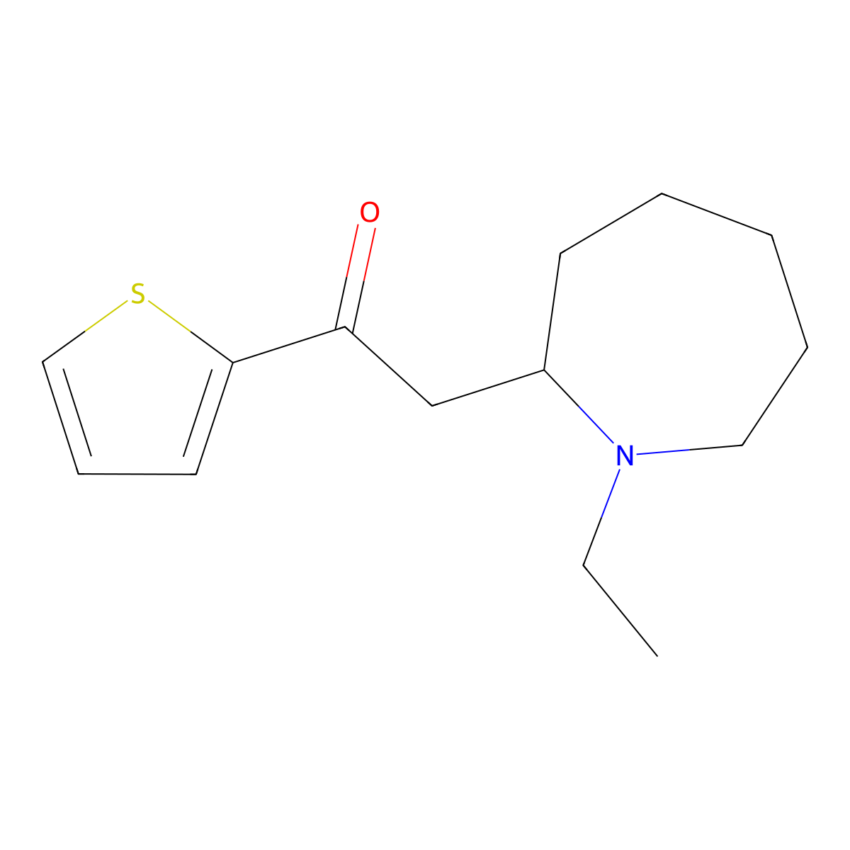 2-(1-Ethylazepan-2-yl)-1-(thiophen-2-yl)ethanone molecular structure, CAS 1707605-74-0