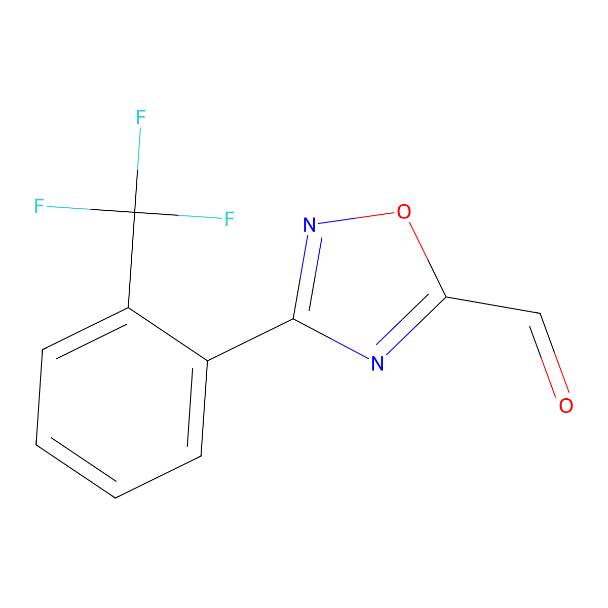 3-(2-(Trifluoromethyl)phenyl)-1,2,4-oxadiazole-5-carbaldehyde molecular structure, CAS 1707609-04-8