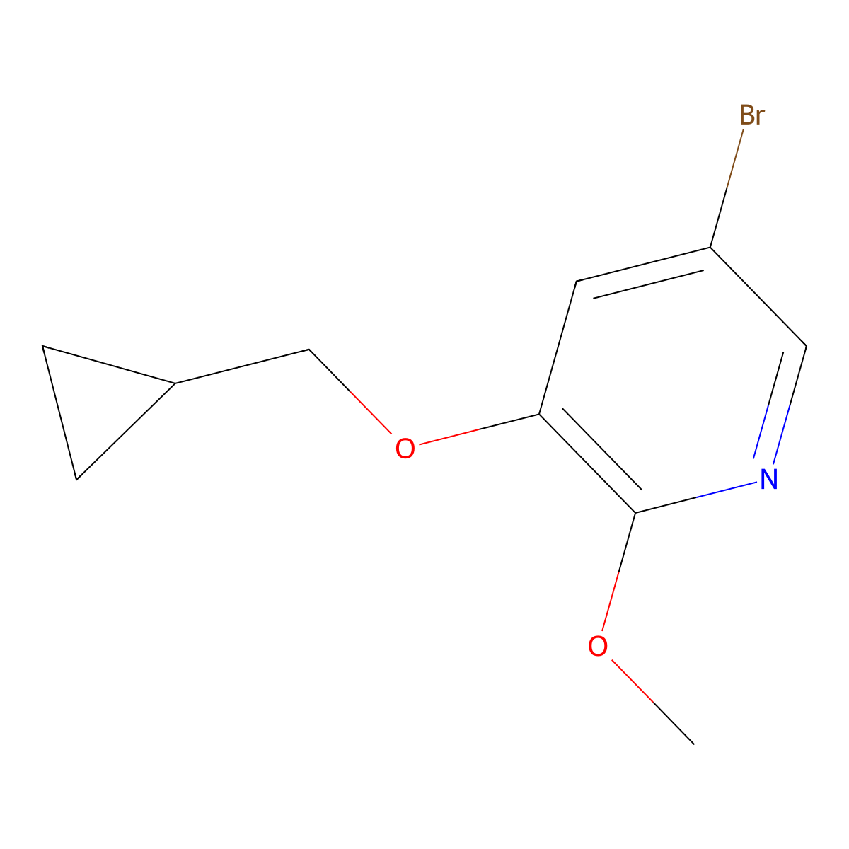 5-Bromo-3-(cyclopropylmethoxy)-2-methoxypyridine molecular structure, CAS 1707609-41-3