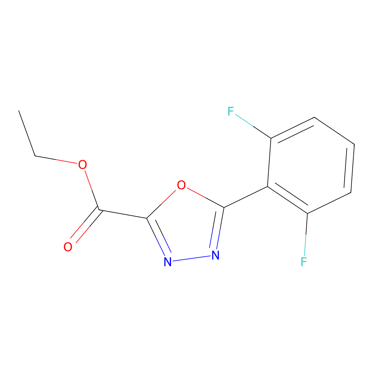 Ethyl 5-(2,6-difluorophenyl)-1,3,4-oxadiazole-2-carboxylate molecular structure, CAS 1707637-40-8