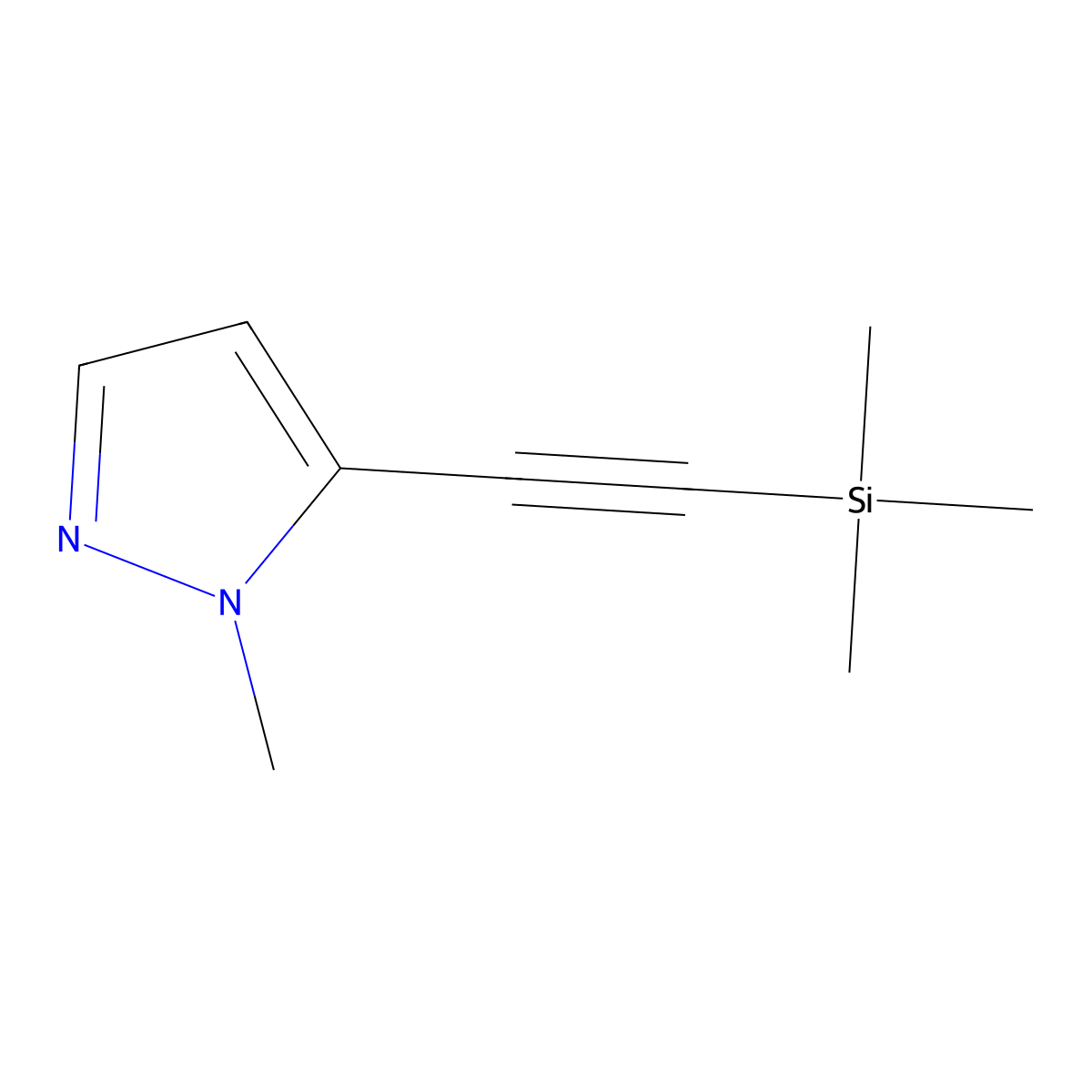 1-methyl-5-((trimethylsilyl)ethynyl)-1H-pyrazole molecular structure, CAS 1707667-50-2