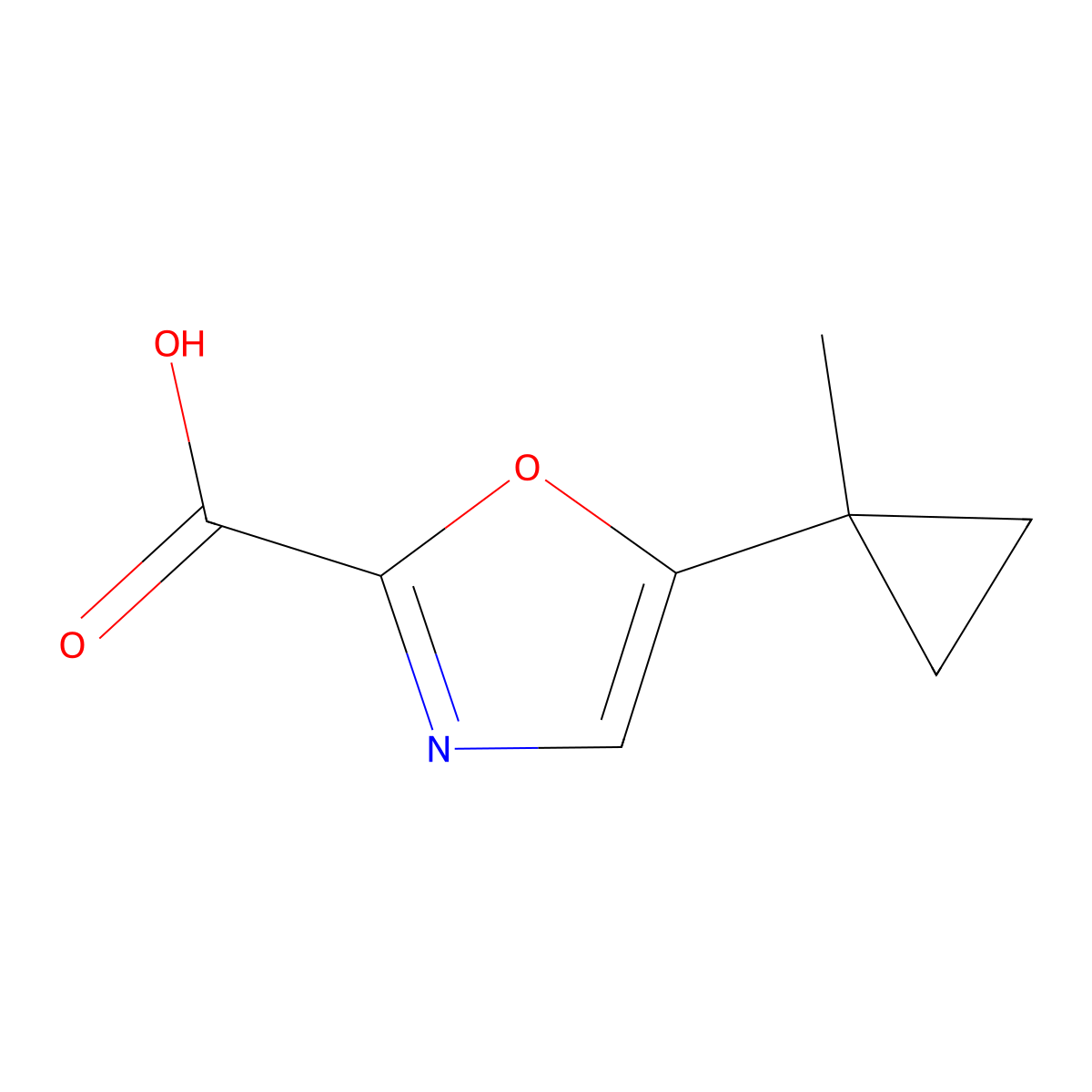 5-(1-Methylcyclopropyl)oxazole-2-carboxylic acid molecular structure, CAS 1707679-43-3