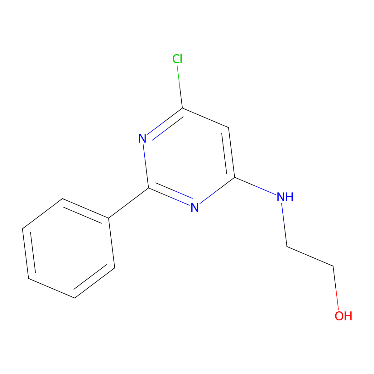 2-[(6-Chloro-2-phenylpyrimidin-4-yl)amino]ethan-1-ol molecular structure, CAS 1707681-73-9