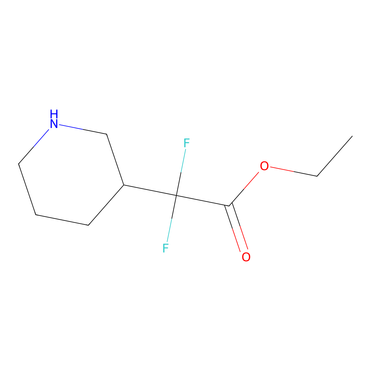 Ethyl 2,2-difluoro-2-(piperidin-3-yl)acetate molecular structure, CAS 1707682-85-6