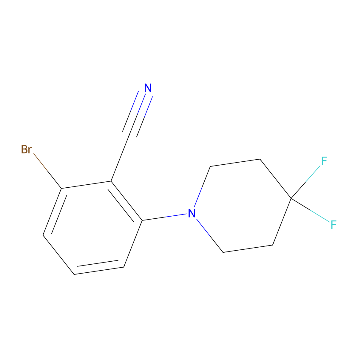 2-Bromo-6-(4,4-difluoropiperidin-1-yl)benzonitrile molecular structure, CAS 1707706-71-5