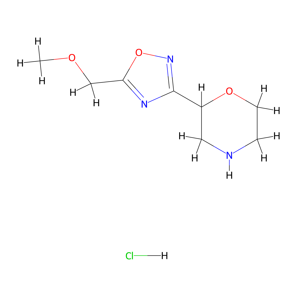 2-[5-(Methoxymethyl)-1,2,4-oxadiazol-3-yl]morpholine hydrochloride molecular structure, CAS 1707710-32-4