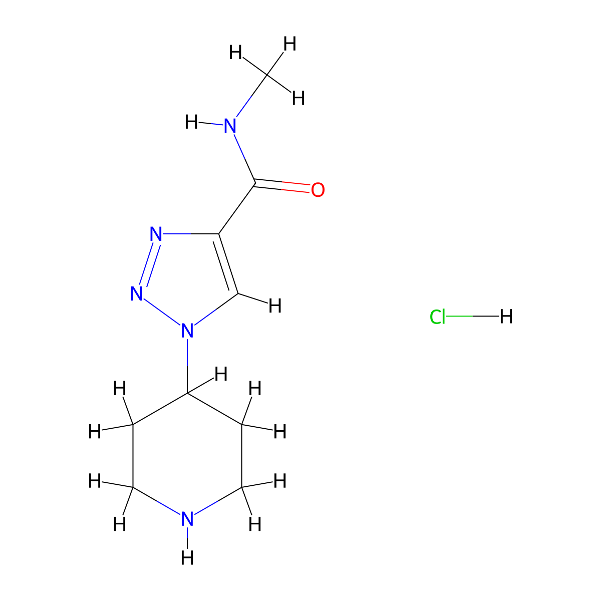 N-Methyl-1-(piperidin-4-yl)-1H-1,2,3-triazole-4-carboxamide hydrochloride molecular structure, CAS 1707710-34-6