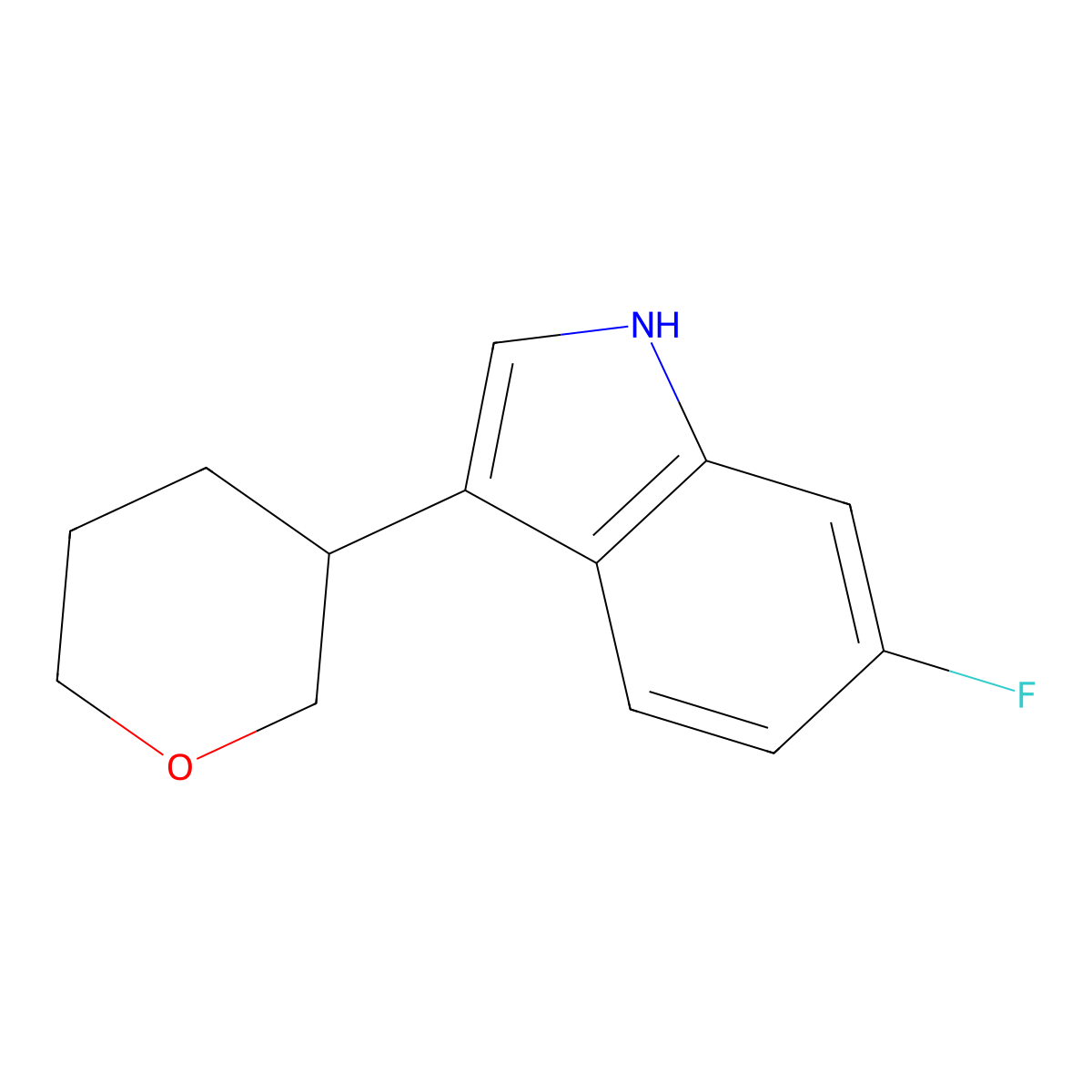 6-Fluoro-3-(tetrahydro-2H-pyran-3-yl)-1H-indole molecular structure, CAS 1707710-38-0