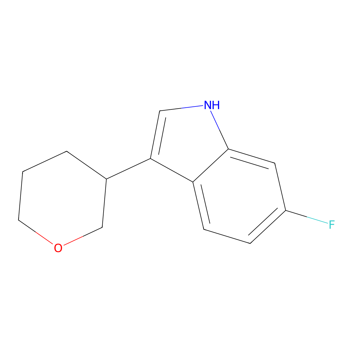 6-Fluoro-3-(tetrahydro-2H-pyran-3-yl)-1H-indole molecular structure, CAS 1707710-38-0