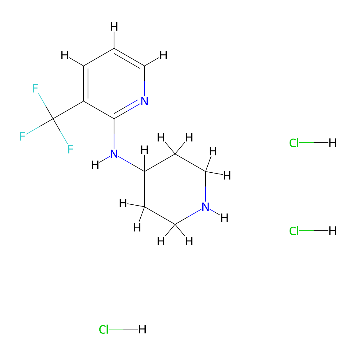 N-(Piperidin-4-yl)-3-(trifluoromethyl)pyridin-2-amine trihydrochloride molecular structure, CAS 1707710-41-5
