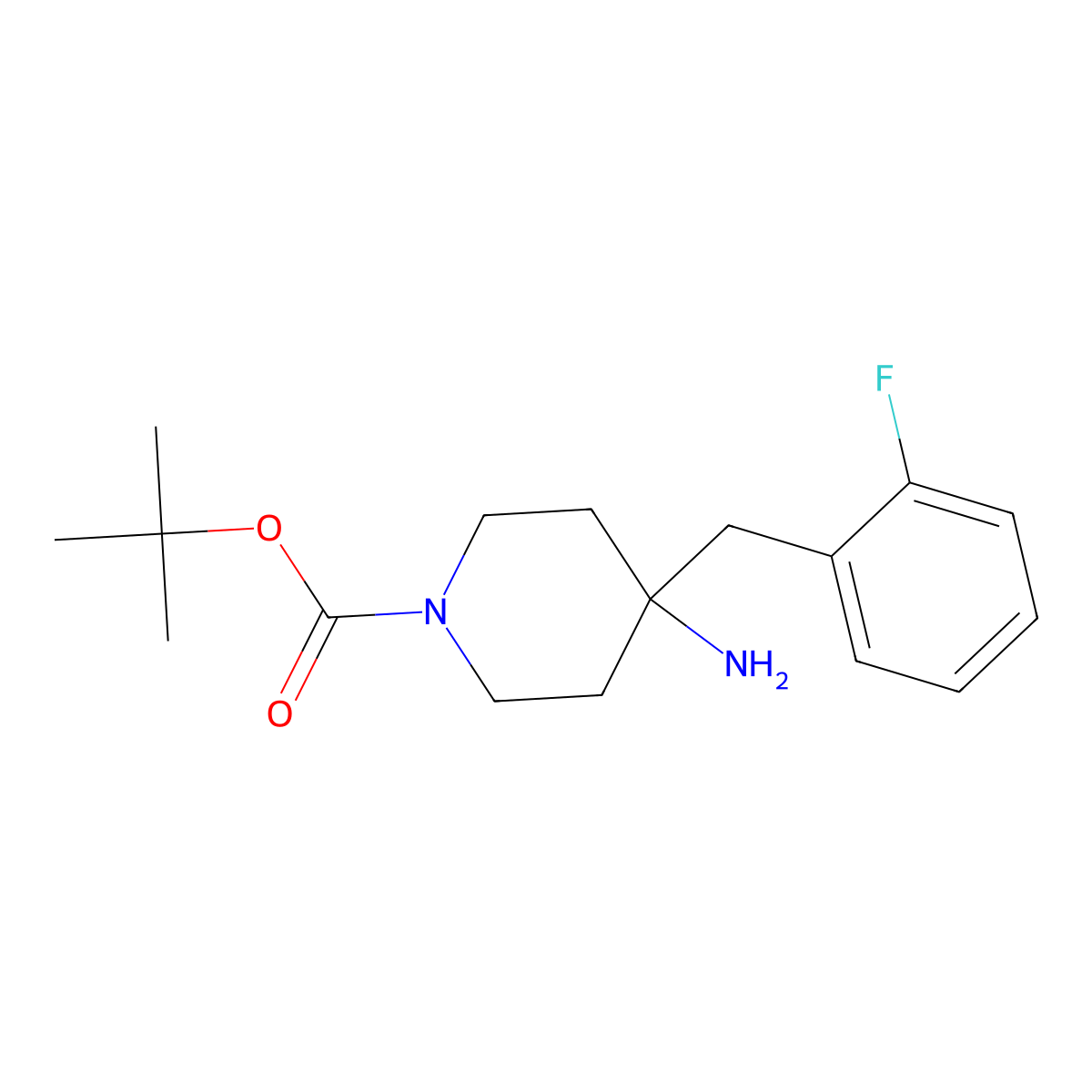 tert-Butyl 4-amino-4-(2-fluorobenzyl)piperidine-1-carboxylate molecular structure, CAS 1707713-78-7