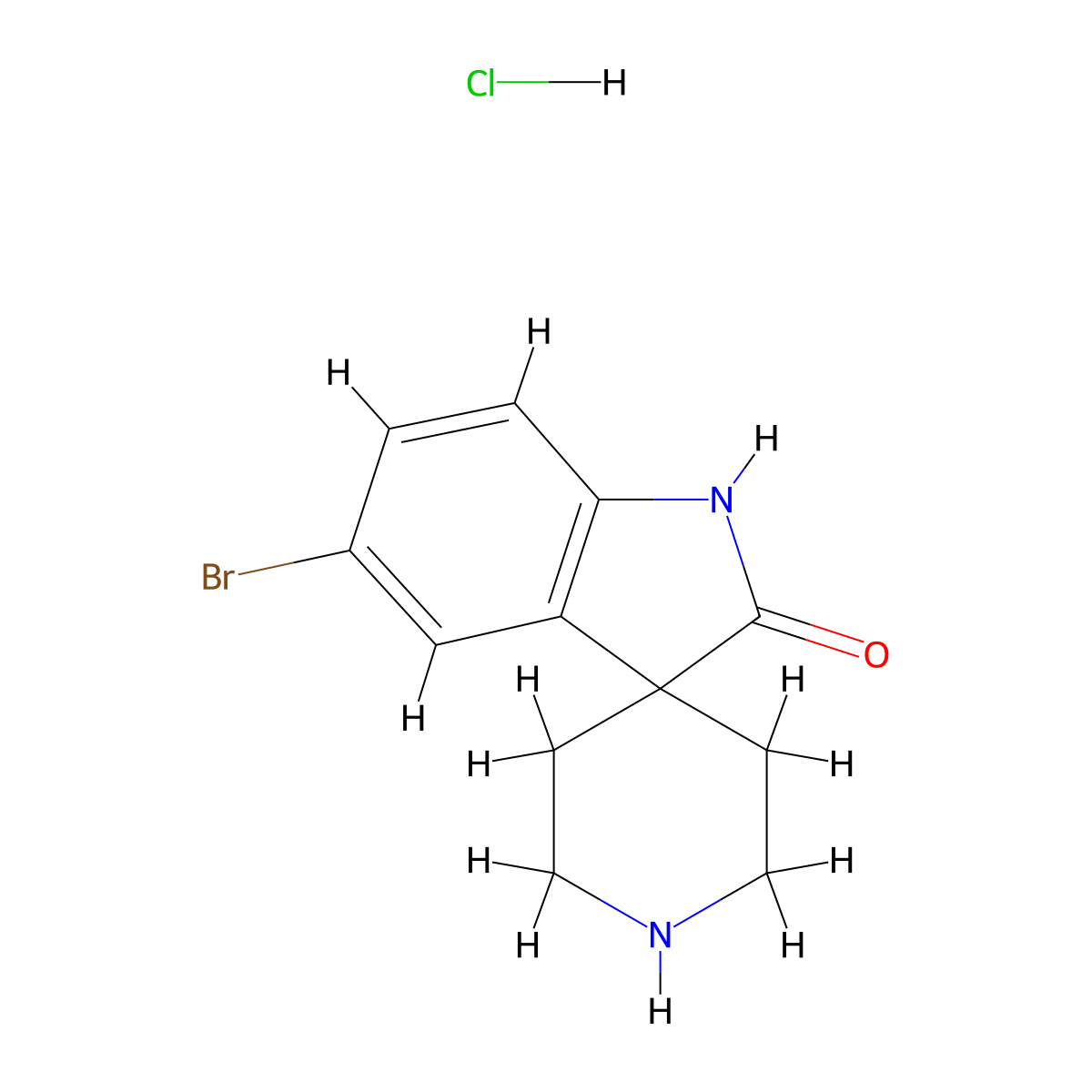 5-Bromo-1,2-dihydrospiro[indole-3,4'-piperidine]-2-one hydrochloride molecular structure, CAS 1707713-79-8