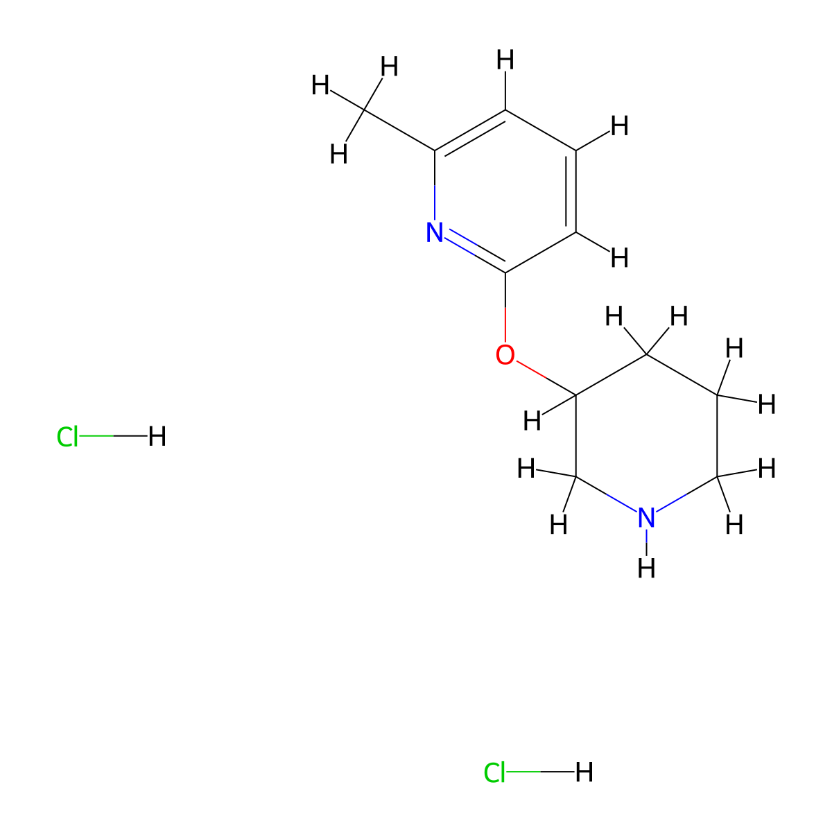 2-Methyl-6-(piperidin-3-yloxy)pyridine dihydrochloride molecular structure, CAS 1707714-08-6