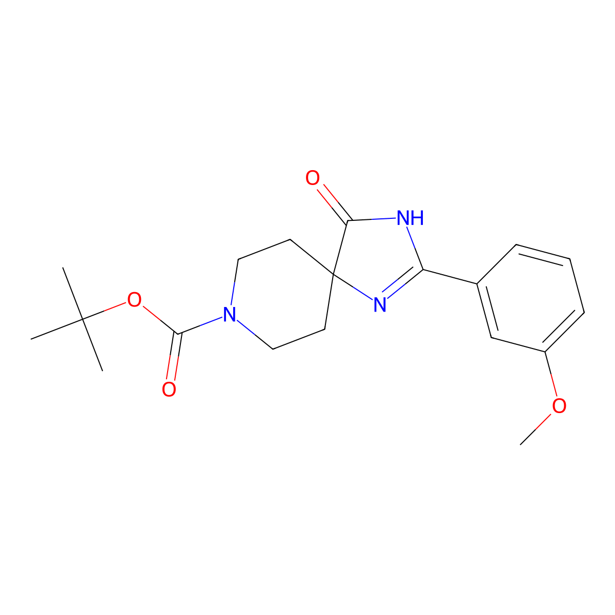 tert-Butyl 2-(3-methoxyphenyl)-4-oxo-1,3,8-triazaspiro[4.5]dec-1-ene-8-carboxylate molecular structure, CAS 1707714-45-1