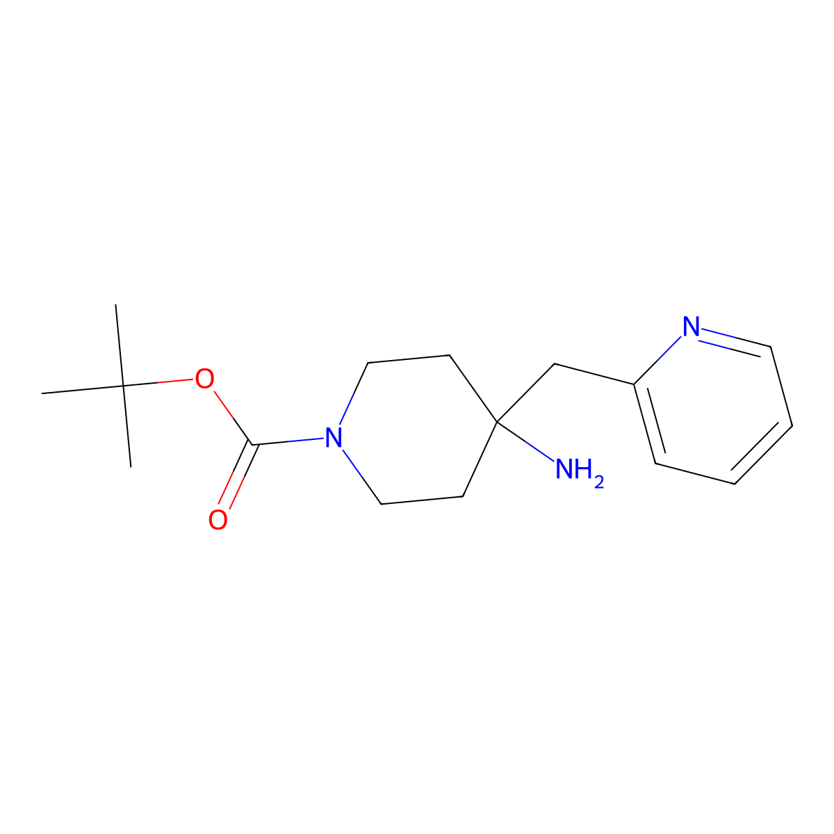 tert-Butyl 4-amino-4-(pyridin-2-ylmethyl)piperidine-1-carboxylate molecular structure, CAS 1707714-49-5