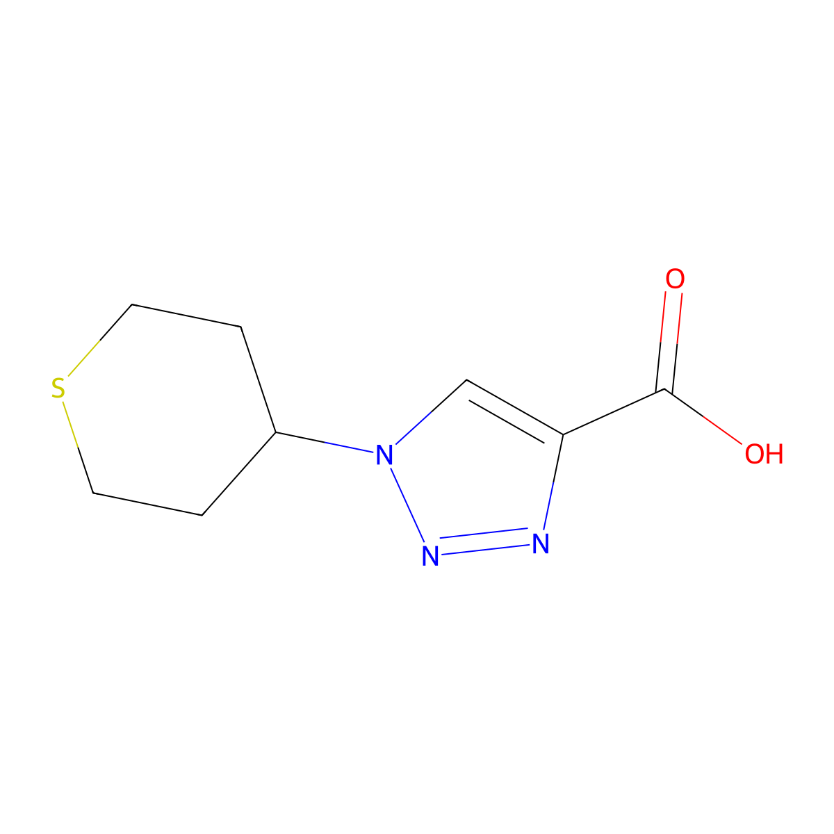 1-(tetrahydro-2H-thiopyran-4-yl)-1H-1,2,3-triazole-4-carboxylic acid molecular structure, CAS 1707734-97-1
