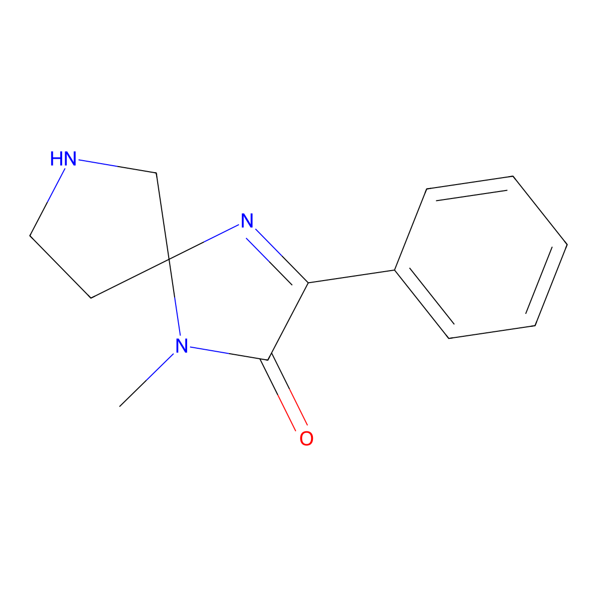 1-Methyl-3-phenyl-1,4,7-triazaspiro[4.4]non-3-en-2-one molecular structure, CAS 1707735-04-3