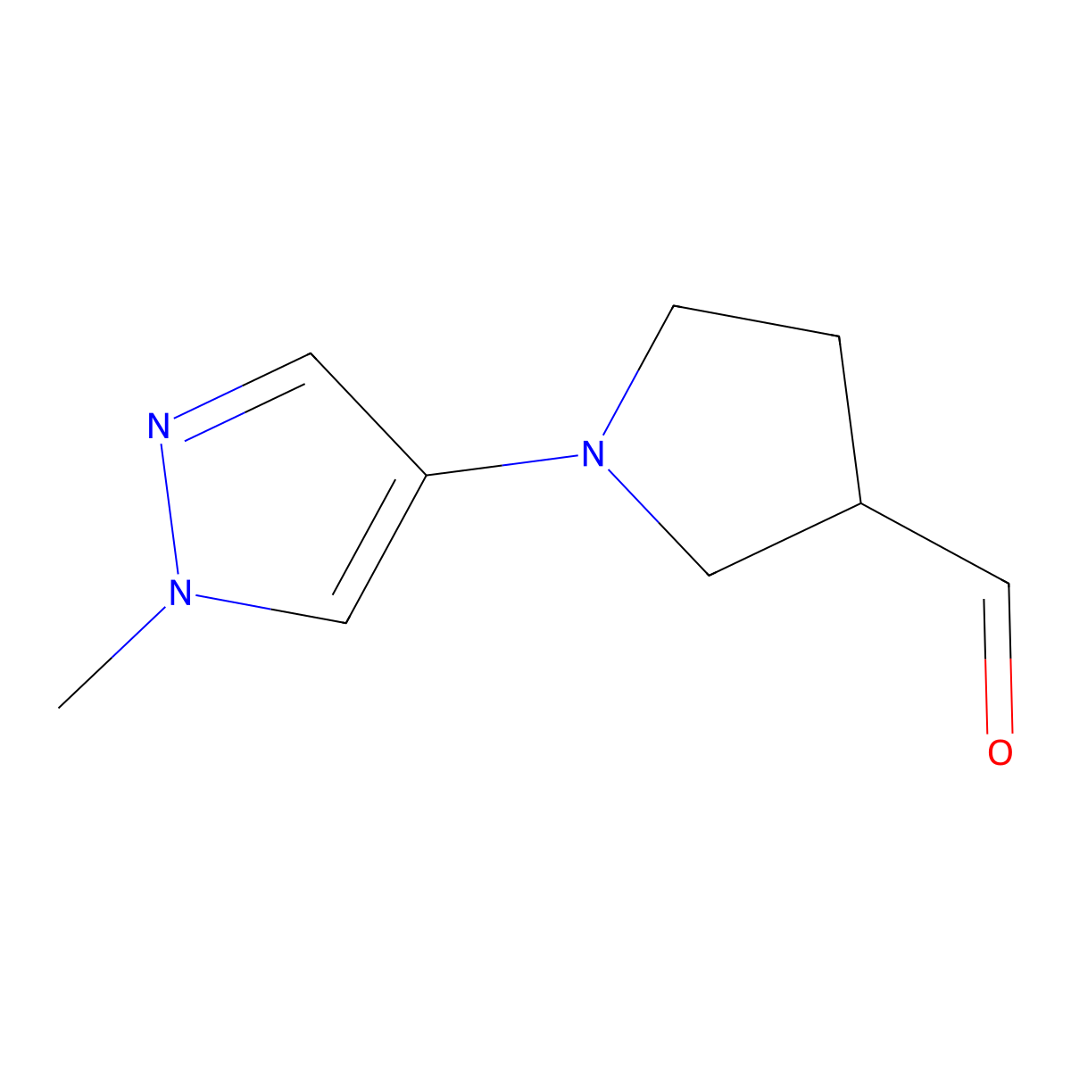 1-(1-Methyl-1H-pyrazol-4-yl)pyrrolidine-3-carbaldehyde molecular structure, CAS 1707735-24-7