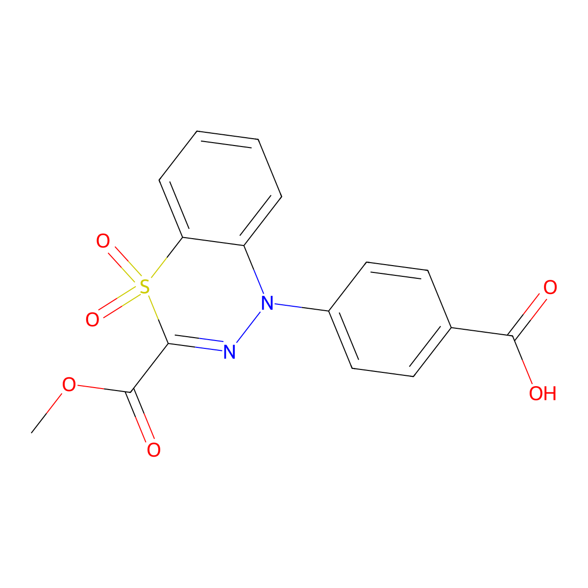 4-[3-(methoxycarbonyl)-4,4-dioxido-1H-4,1,2-benzothiadiazin-1-yl]benzoic acid molecular structure, CAS 1707737-20-9
