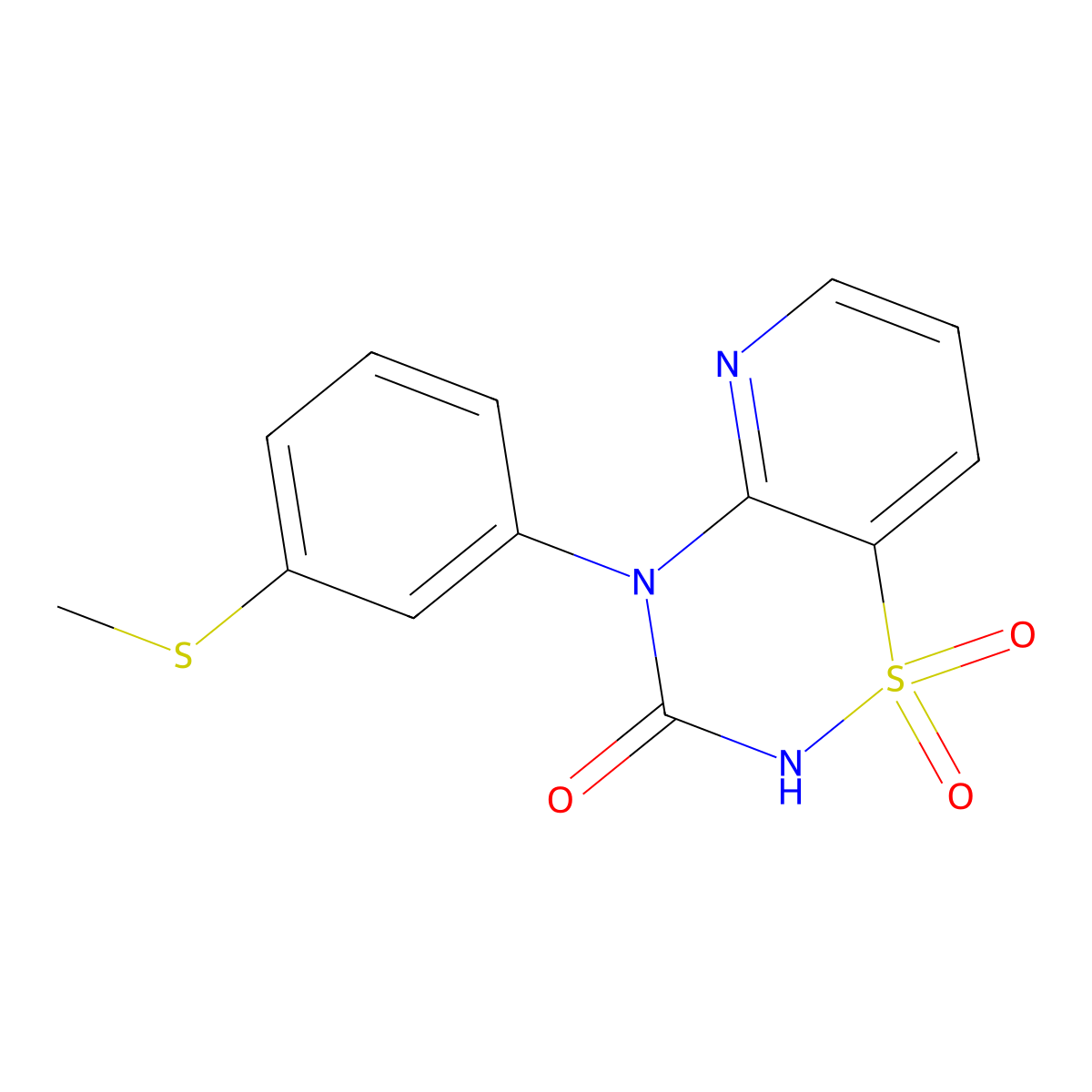 4-[3-(methylthio)phenyl]-2H-pyrido[2,3-e][1,2,4]thiadiazin-3(4H)-one 1,1-dioxide molecular structure, CAS 1707737-23-2