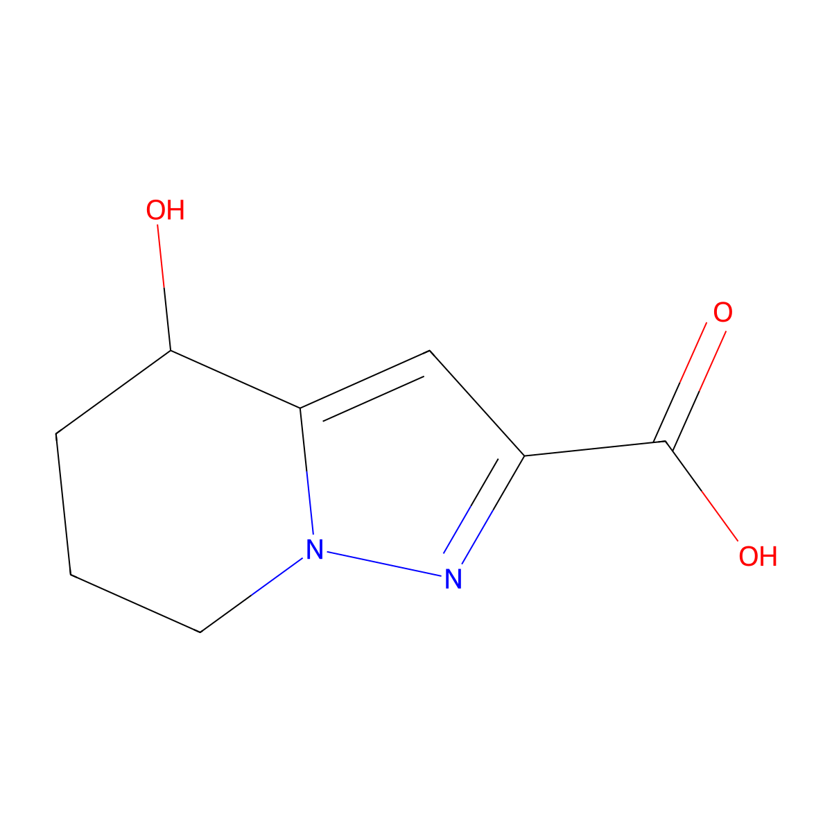 4-Hydroxy-4,5,6,7-tetrahydropyrazolo[1,5-a]pyridine-2-carboxylic acid molecular structure, CAS 1707737-31-2