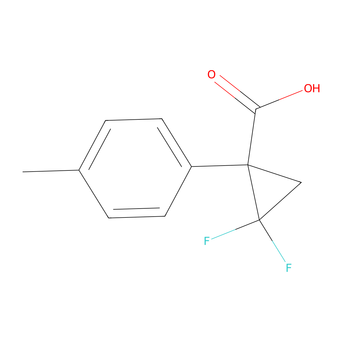 2,2-Difluoro-1-(4-methylphenyl)cyclopropane-1-carboxylic acid molecular structure, CAS 1707737-35-6