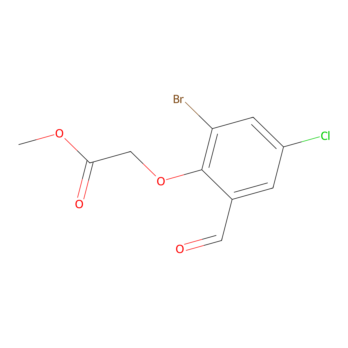Methyl (2-bromo-4-chloro-6-formylphenoxy)acetate molecular structure, CAS 1707749-07-2